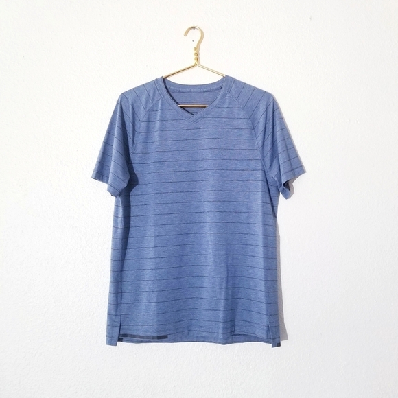 Lululemon Switchback Short Sleeve V-Lookout Stripe Heathered Hawk Blue - Picture 6 of 12